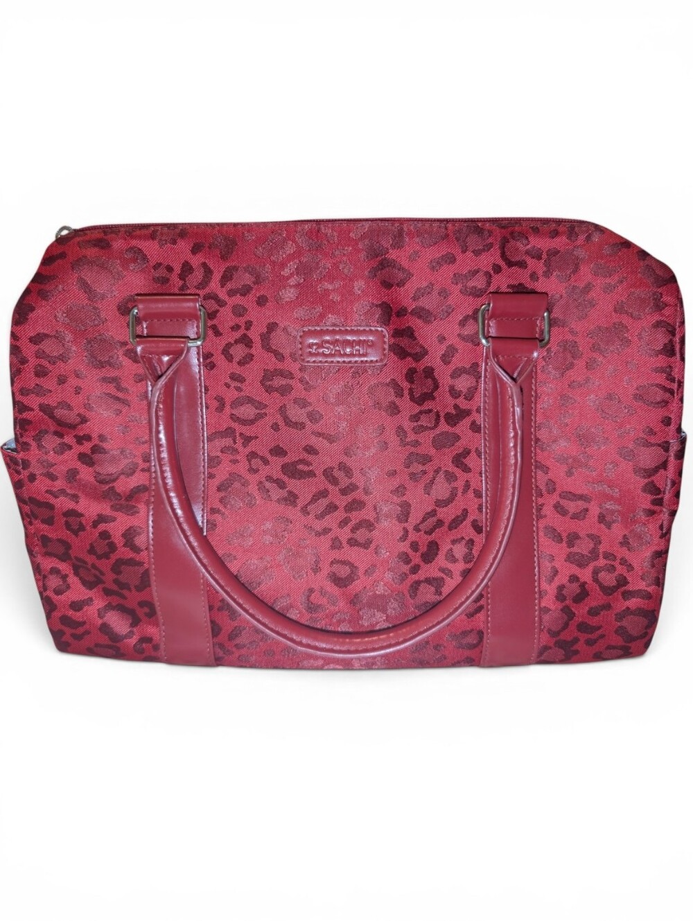 SACHI Burgundy Wine Leopard Print Insulated Tote Crossbody Lunch Travel Bag NEW
